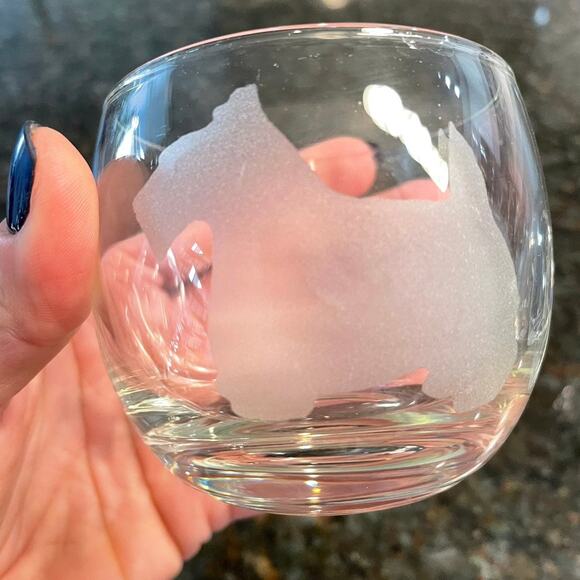Vintage Etched Scottie Dog Terrier Roly Poly Cocktail Glasses MCM Set of 4 READ - Picture 6 of 12